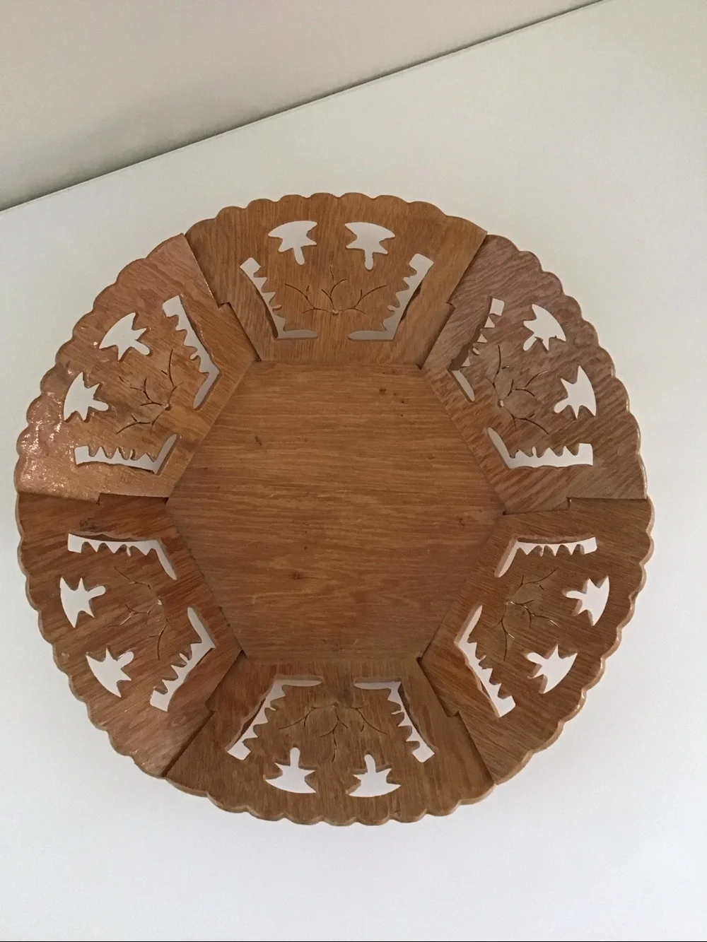 Beautiful Vintage Hand-Carved reticulated wooden bowl